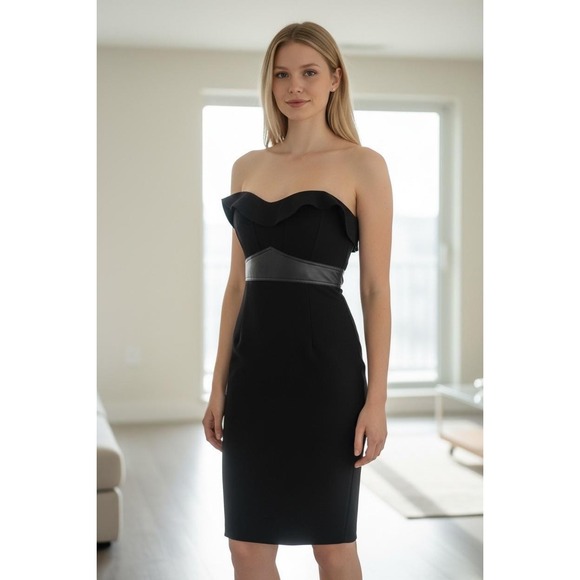 Betsey Johnson NWT Black Strapless Cocktail Dress Stretch Size 2 Black Label